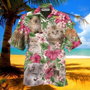 Cat Tropical Floral Persisan Cat Hawaiian Shirt