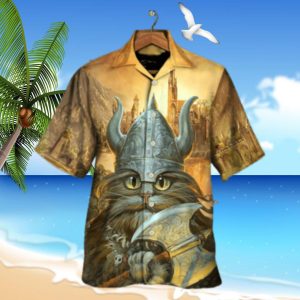Cat Warrior Hagar The Hairy Came To Purr And Pillage – Viking Hawaiian Shirt