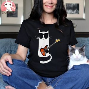 Cat Wearing Sunglasses playing Bass Guitar shirt