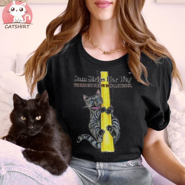 Cat sam strips her way through meowdical school shirt