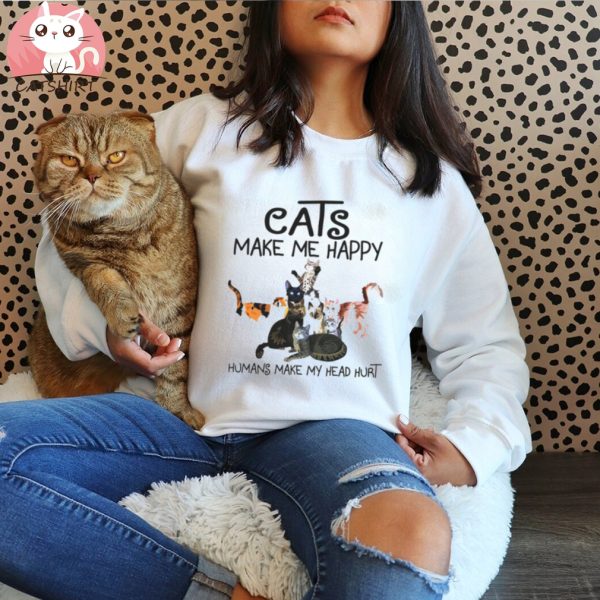 Cats Make Me Happy Humans Make My Head Hurt Shirt