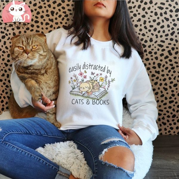 Cats and Books shirt, Fun shirt, Cute shirt