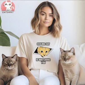 Ceiling Cat Is Watching You Men's White T Shirt