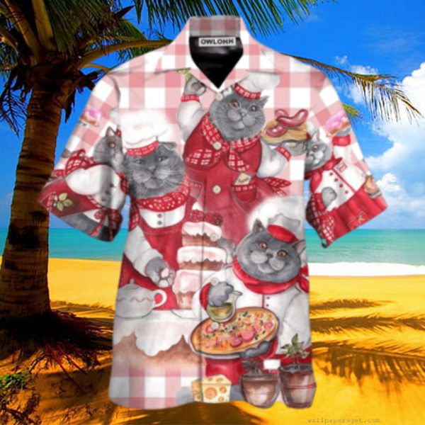 Chef Cute Black Cat Cooking Hawaiian Shirt