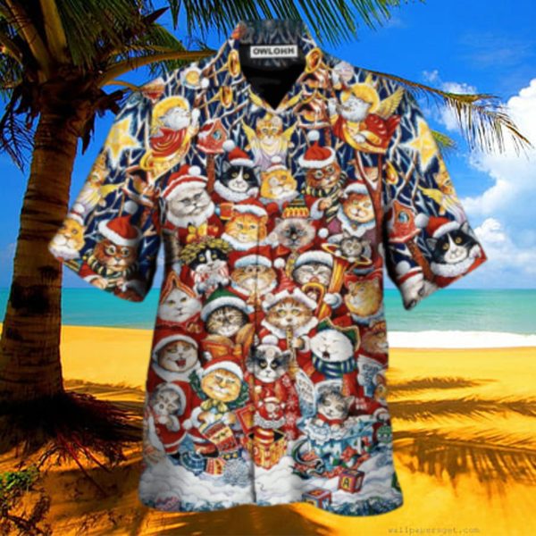 Christmas Cat Funny Happiness Hawaiian Shirt