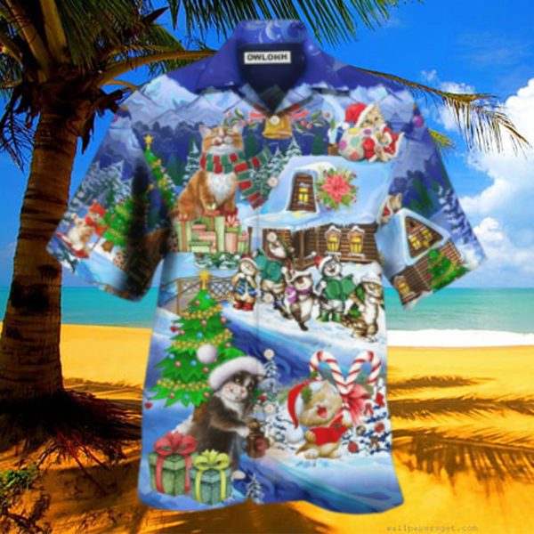 Christmas Cat Santa Love Gift Hawaiian Shirt