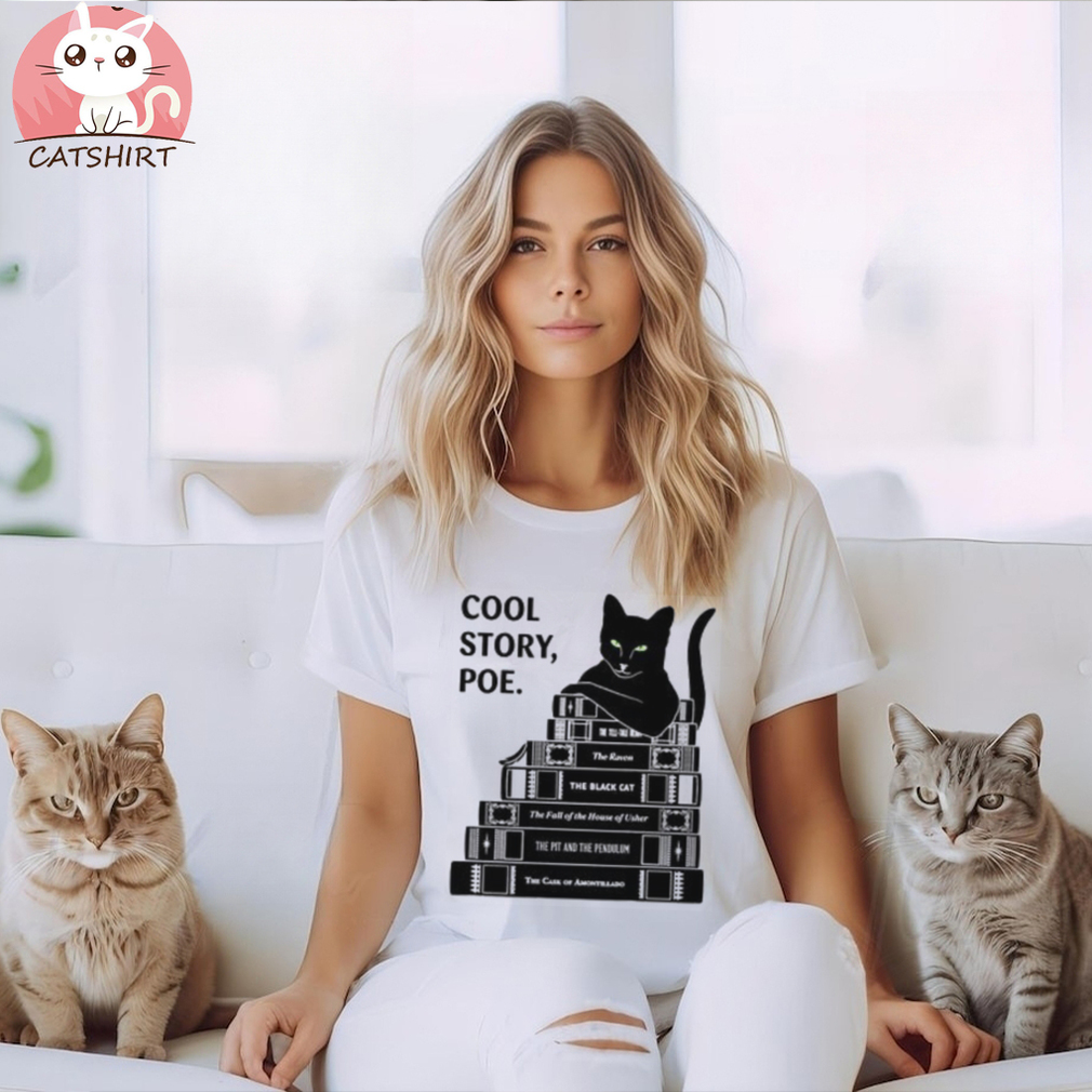 Cool Story Poe Cat Reading Tee, Short Story Edgar Allan Poe Shirt, Reading Book T Shirt, Reading T Shirt, Book Lover Tee, Reading Shirt