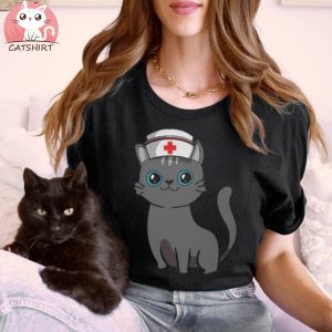 Cute Black Cat Nurse International Nurse Day T Shirt