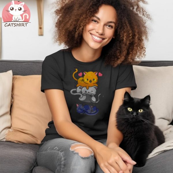 Cute Cat For Women Girls Kitty Pile Cats A Women's Shirt