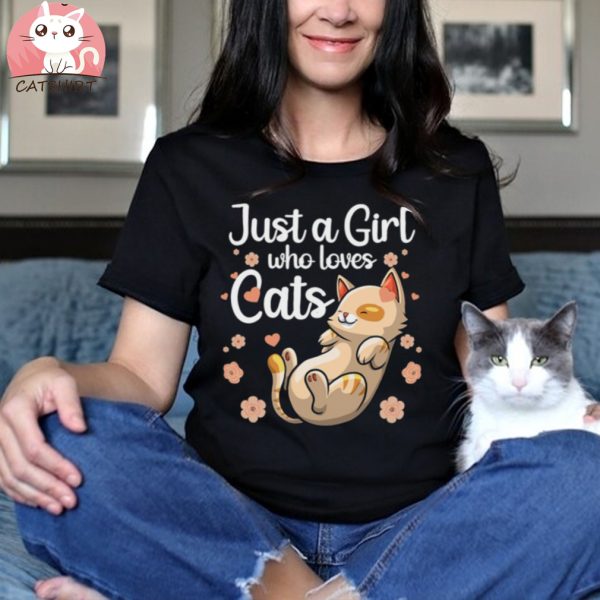 Cute Cat Lover Art For Girls Kids Kitty Lady Cat Owner Shirt