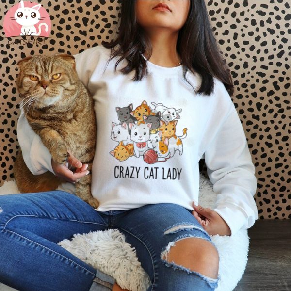 Cute Crazy Cat Lady Print T shirts For Women Summer Lovely Short Sleeve Casual Round Neck T shirts