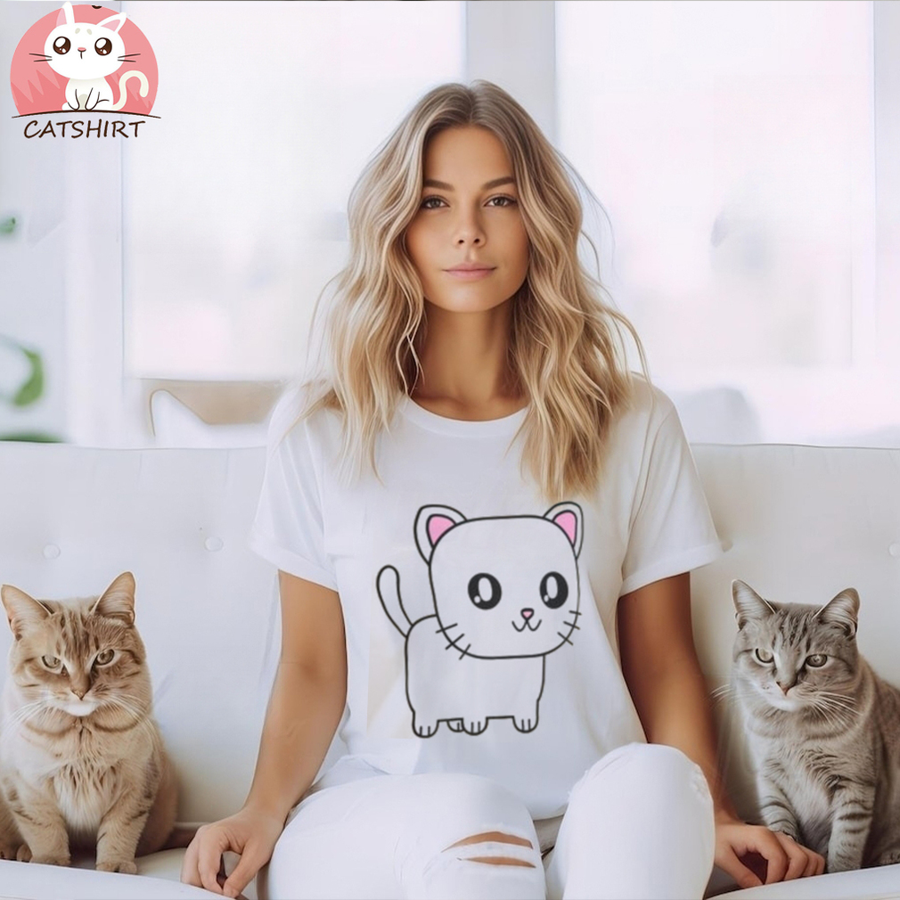 Cute White Cat T shirt