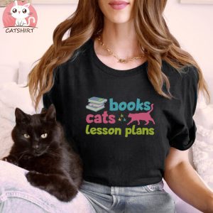 Cute teacher shirt for teachers who love books and cats, Back to school teacher