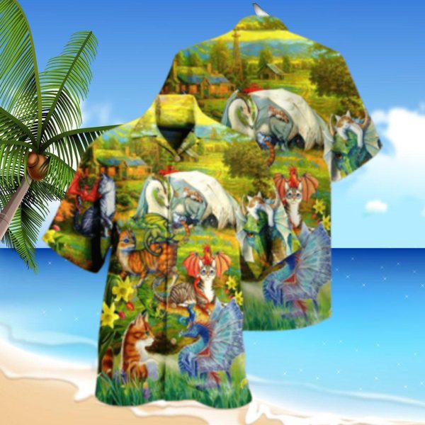 Dragon And Cats Love Life Beautiful Nature Hawaiian Shirt