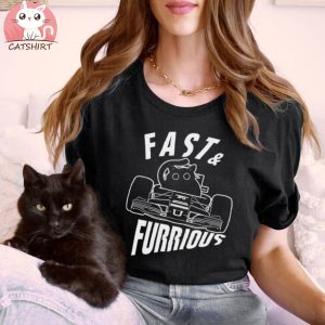 Funny Furrurious Car Driving Cat T shirt