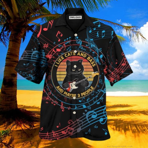 Guitar I Like Cats And Bass Hawaiian Shirt