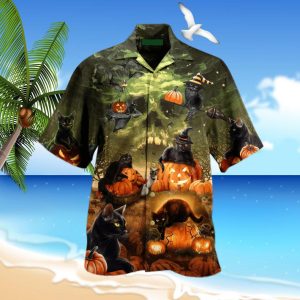 Halloween And Cats Trending Hawaiian Shirt