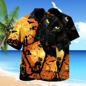 Halloween Black Cat 3D Trending Hawaiian Shirt