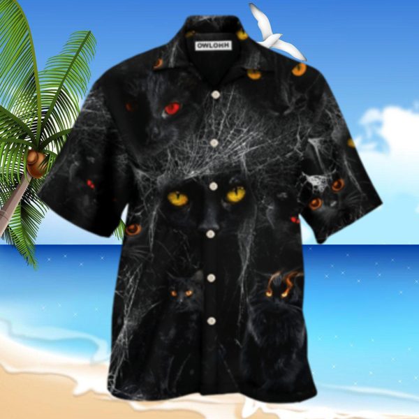 Halloween Black Cat In The Dark Hawaiian Shirt