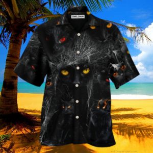 Halloween Black Cat In The Dark Hawaiian Shirt