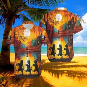 Halloween Walking Cat Hawaiian Shirt