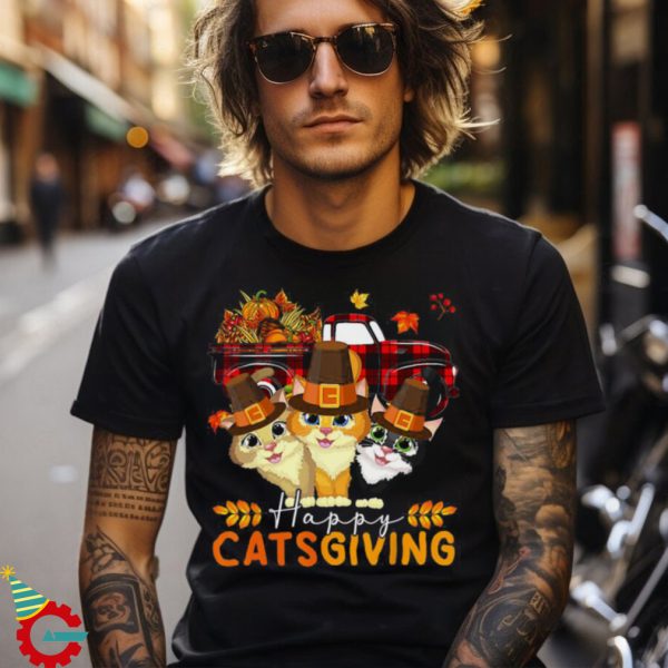 Happy Thanksgiving Cats Three Cute Cats Fall Pickup Lover T T shirt