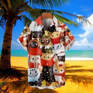 Hawaiian Boys & Men Shirt Cat Print Relaxed Fit Casual Short Sleeve Novelty Button Down Hawaiian Shirts