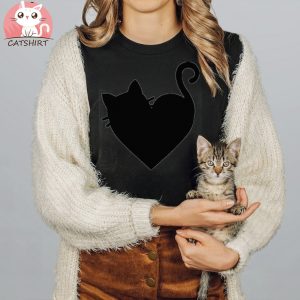 Heart shaped cat V neck T Shirt