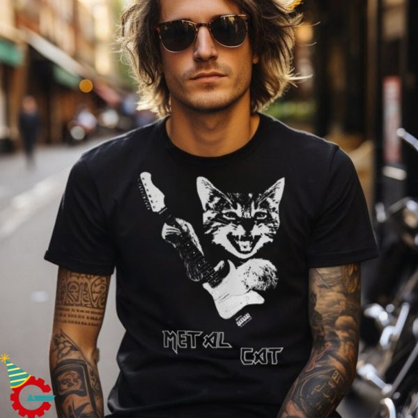 Heavy Metal Cat Funny guitar playing musician gift Short Sleeve Unisex T Shirt