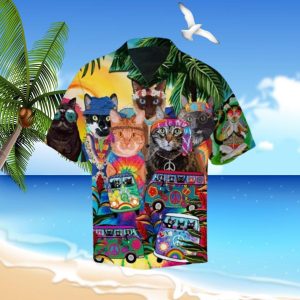 Hippie Cat Hawaiian Shirts
