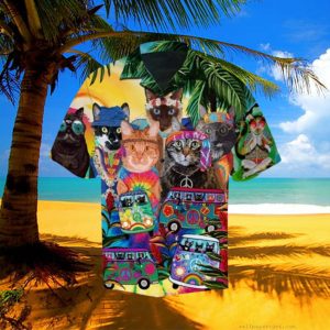 Hippie Cat Hawaiian Shirts