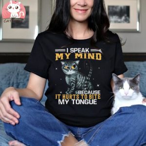 I speak my mind because it hurts to bite my tongue – Grumpy cat, cat lover T shirt