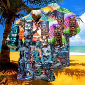 It’s Time And Cat Hawaiian Shirts – Tiki Hawaiian Shirt