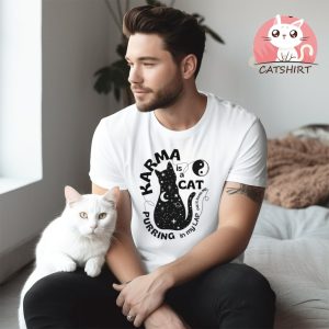 Karma is a Cat Purring in My Lap tshirt, Funny Cute Shirt for Cat Lovers, Taylor Swift karma tshirt