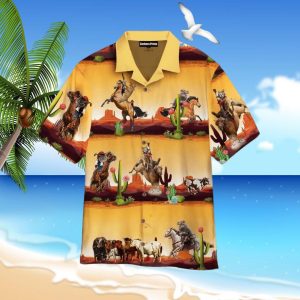 Kentucky Derby Cowboy Cat Aloha Hawaii Shirt