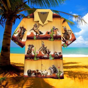 Kentucky Derby Cowboy Cat Aloha Hawaii Shirt