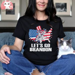 Let’s Go Brandon Cat Conservative US Flag Tee Shirt