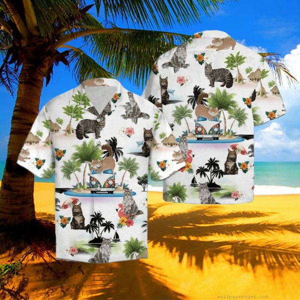 Maine Coon Vacation Hawaiian Shirt