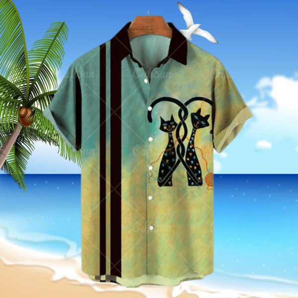 Men's Cat Print Hawaiian Shirt