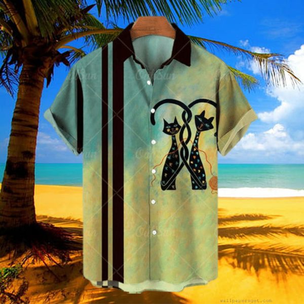 Men's Cat Print Hawaiian Shirt