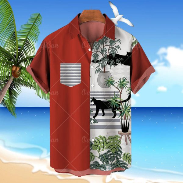 Men's Cat Print Hawaiian Style Shirt