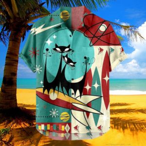 Men's Retro Button Down Bowling Shirts Tee 50s Rockabilly Style Summer Hawaiian Shirt