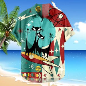 Men's Retro Button Down Bowling Shirts Tee 50s Rockabilly Style Summer Hawaiian Shirt