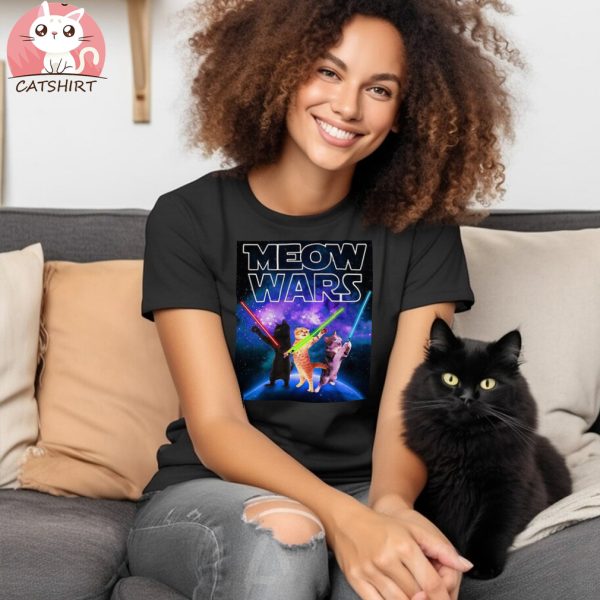 Meow Wars Cat Space Kitty Funny For Cats Lovers Shirt