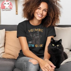 Meowing Into 5th Grade Cute Black Cat Back To School Shirt