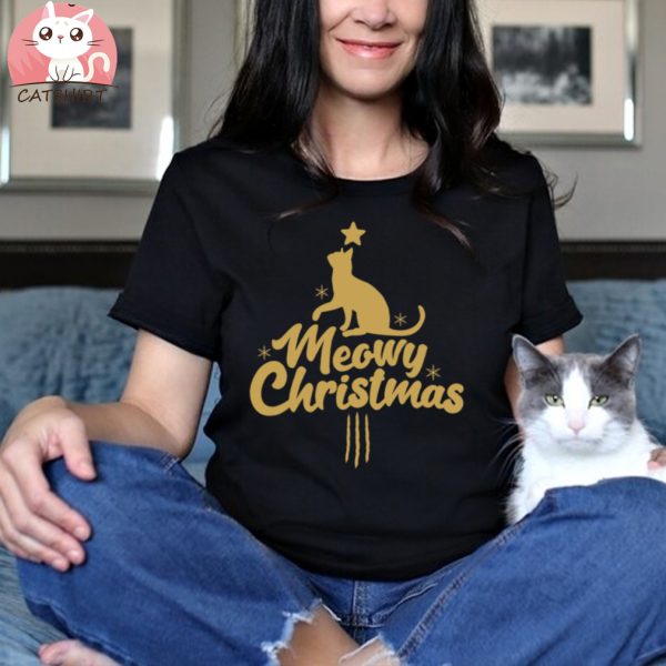 Meowy Christmas Youth Cat Shirt