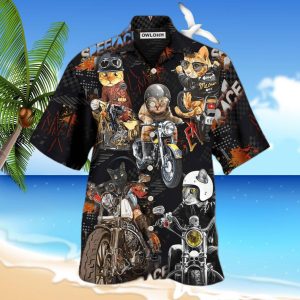 Motorcycle I Like Motocycles And Cats Hawaiian Shirt