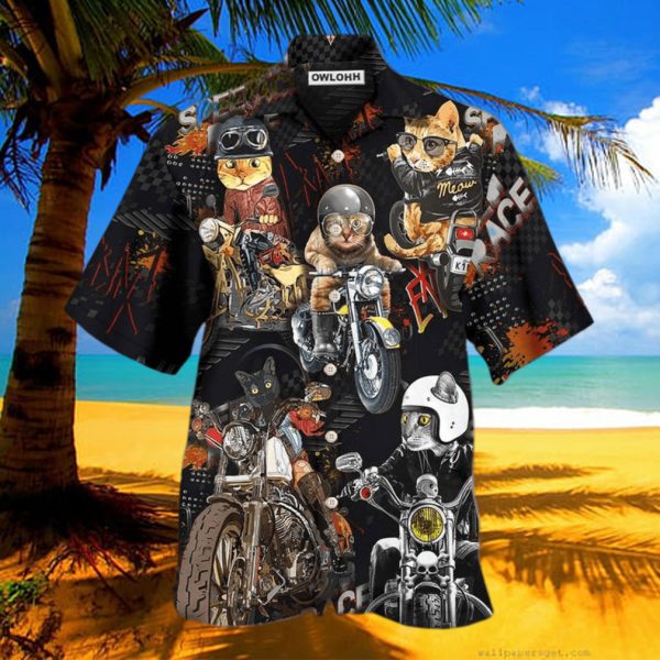 Motorcycle I Like Motocycles And Cats Hawaiian Shirt