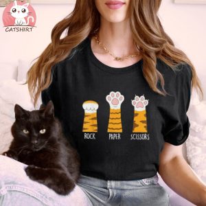 Official Rock Paper Scissors Hand Game Cute Paw Cat Lovers Classic Shirt