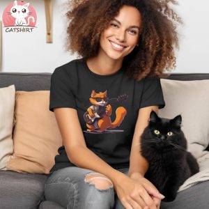 Orange Cat Playing Guitar Active Shirt